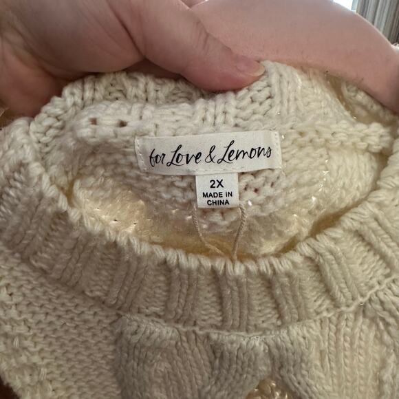 For Love & Lemons Keke Cable Knit Sweater Tank Top Womens Plus Size 2X Cream NWT - Picture 6 of 8